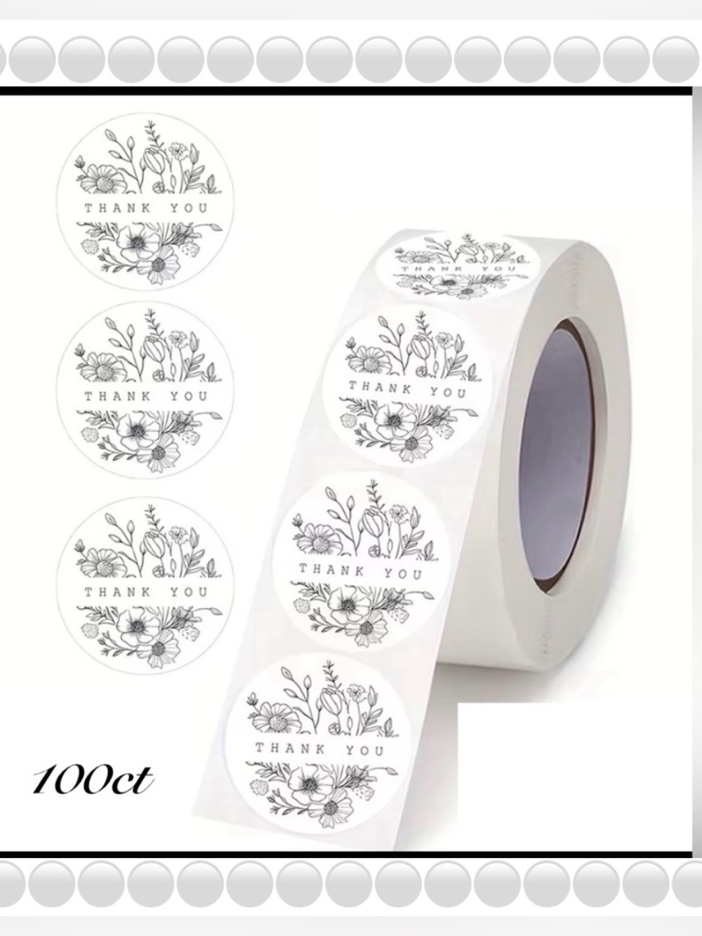 Thank You Design Stickers 100ct~ 1”  (Boutique) ~NEW~ 2 For $12